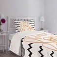 thumbnail image 5 of Ambesonne Live Laugh Love Quilted Bedspread Set 2 Pcs, Chevron Art, Twin Size, Black White and Peach, 5 of 6