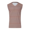 thumbnail image 4 of HOOMEUMY Men's Summer Fitness Breathable Lightweight Stretch V-Neck Tank Tops Slim Fit Striped Muscle Tank Tops Brown M, 4 of 4