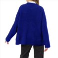 thumbnail image 4 of Suéter de Punto Holgado con Cuello Redondo y Color Liso para Mujer, Ideal para Otoño e Invierno. Azul L, 4 of 8