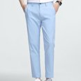 thumbnail image 4 of Mens Dress Pants Slim Fit Cotton Dreeey Pants for Men Stretch Ankle-Length Dress Pants Skinny Suit Pants Cropped Trousers for Men, Light Blue (5X-Large), 4 of 6