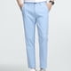 thumbnail image 4 of Pantalones de hombre de color liso rectos con bolsillos laterales y botones, 4 of 6