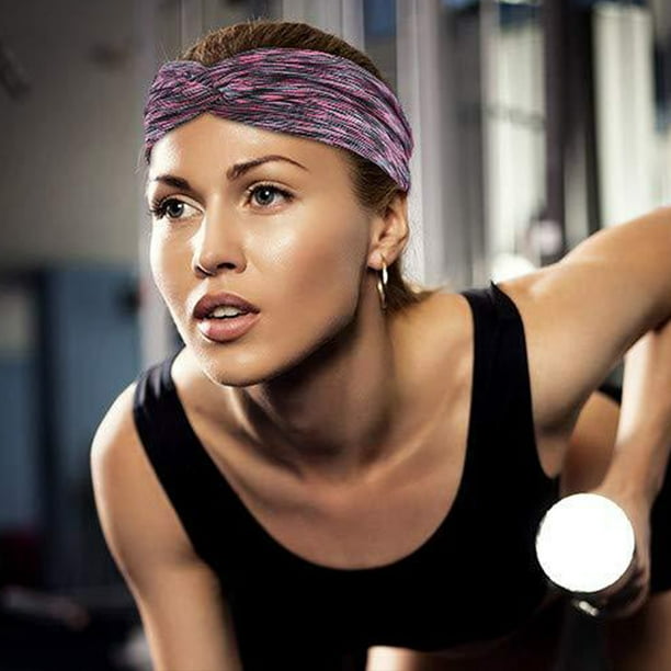 Workout Headbands for Women Non Slip Sport Sweatbands, 6 Packs Wide Elastic  Head Bands Hairbands for Girls Men Yoga Running Fitness Gym Moisture