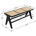 thumbnail image 2 of Farmhouse Rattan Entryway Bench, Wood Cane Dining Bench Long Seat with Footrest, Wicker End of Bed Storage Bench for Bedroom Living Room Dining Room Hallway, Black, 2 of 12