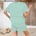 thumbnail image 3 of Women's Lounge Set Short Sleeve Top and Shorts Two Piece Outfit Casual Pajama Set Striped Loungewear Matching Summer Set for Women, Mint Green, S, 3 of 3