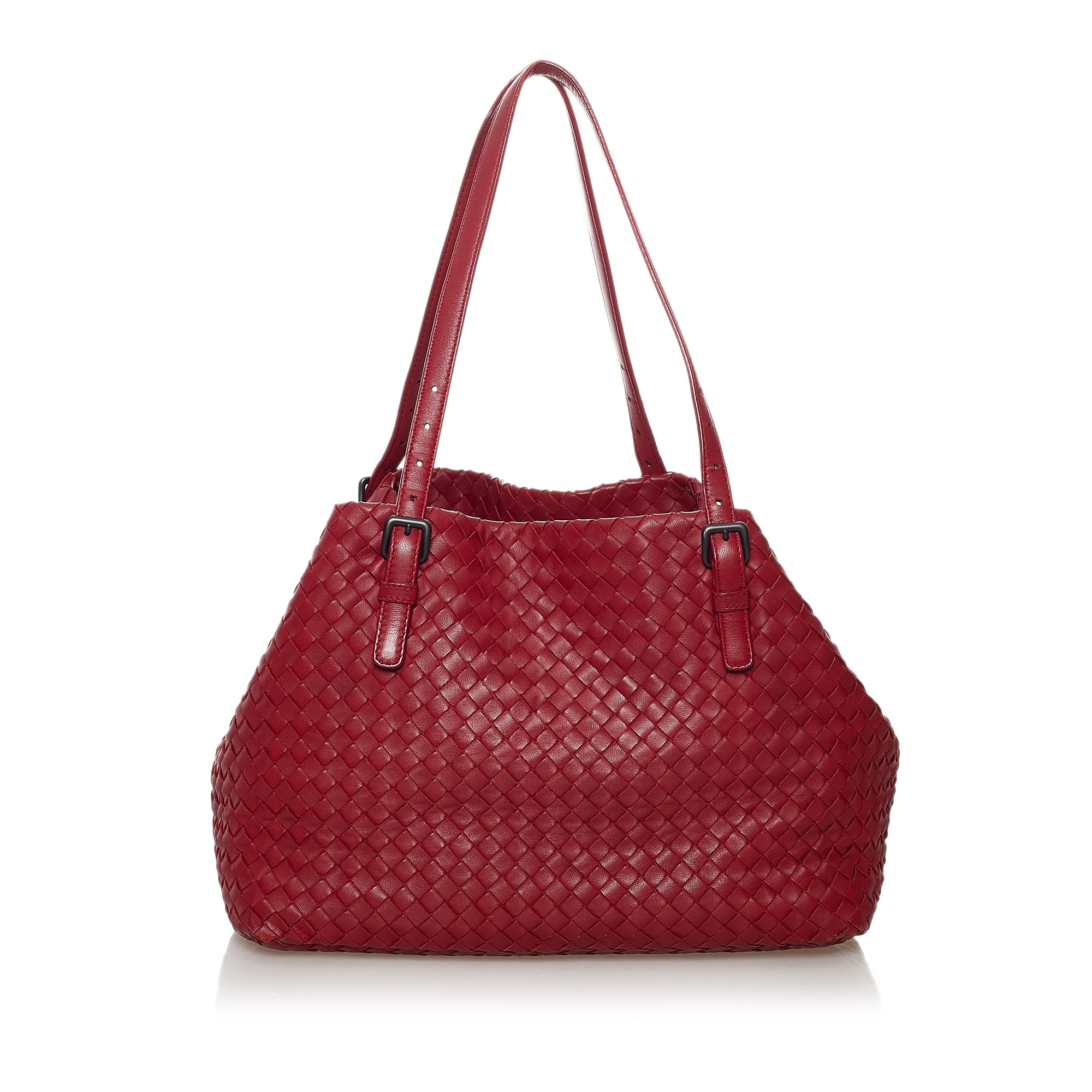 Pre Owned Bottega Veneta Intrecciato Tote Bag Calf Leather Red in Bahrain at BHD 806 Rating 5