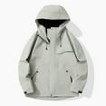 thumbnail image 2 of Fiaer,Womens Oversized Softshell Jackets with Pockets,Ladies Full Zip Waterproof Windbreaker Hooded Tops for Outdoor Activity Hiking Travel Khaki XXL, 2 of 6