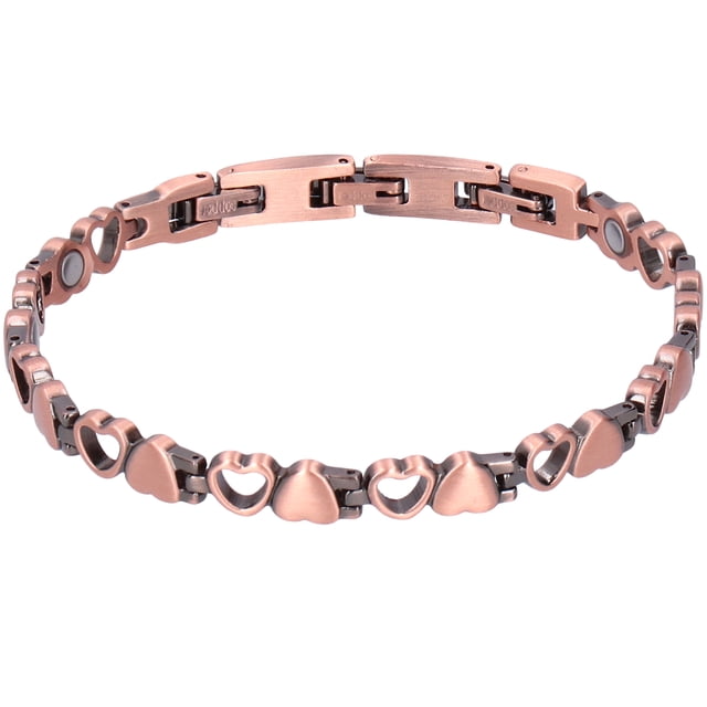 Pulsera de terapia magnética para mujer, cadena de mano de cobre para aliviar el dolor, joyería con forma de corazón