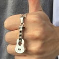 thumbnail image 4 of Collar con urna funeraria de guitarra, adorno para homenajes a seres queridos, mascotas, mujeres, hombres, esposos y esposas. plata, 4 of 9