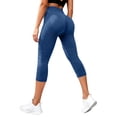 thumbnail image 3 of Womens High Waist Seamless Capri Leggings JIANLAI High Stretch Tummy Control Butt Lifting Workout Capri Pants, Textured Knit Breathable Non‑See‑Through Yoga Capri Leggings, 3 of 3