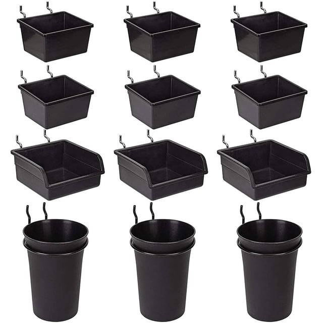 Pegboard Bins Peg Board Cups with Hooks & Loops 12 Pack,Assortment Organizer Accessory,Tools Storage Arrange System Kit