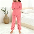 thumbnail image 2 of newwalpole Girls Pants Sets Two Pieces Kids Comfy Lightweight Long Sleeve Fleece Sets with Pockets Pink for Size 13-14 Years, 2 of 6