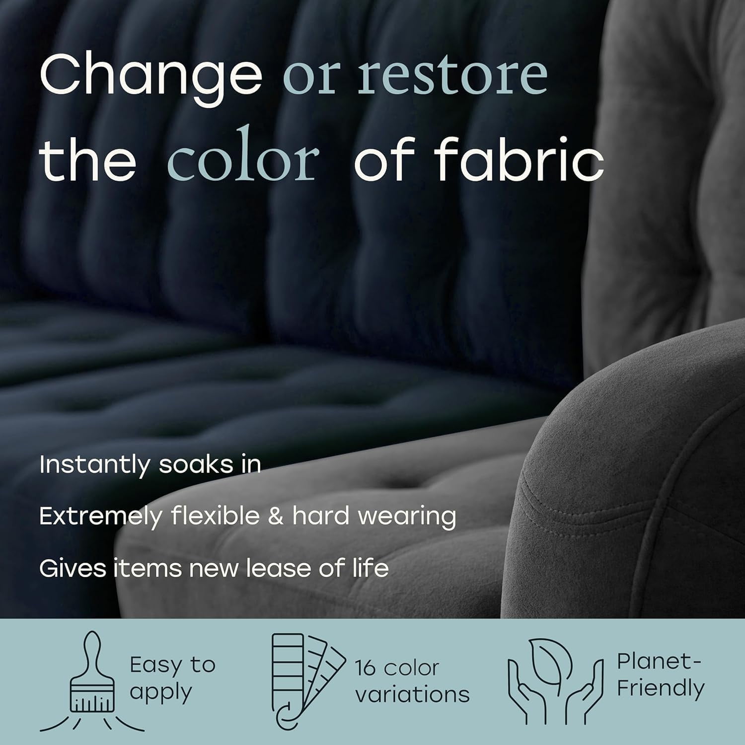 Fabricoat - Fabric Paint for Furniture - 85 oz / 2.5L Blue - Restore or Change the Color of Couches, Chairs, Upholstery, Soft Furnishings, Car Interiors, Clothing, & Footwear