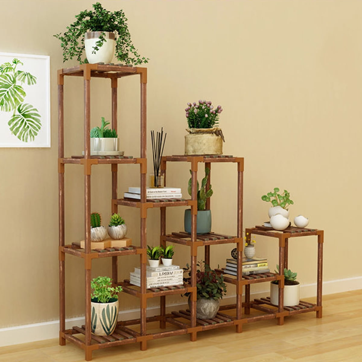 MultiTier Indoor Outdoor Garden Wooden Plant Stand Planter Rack Flower