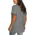 thumbnail image 5 of XCHQRTI V Neck Pocket Top Shirt Women Casual Loose Short Sleeves Tshirt Tops, 5 of 5