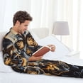 thumbnail image 6 of Lsque Fiery Skull Trio Pattern Long Sleeve Pajama Set for Men - Soft 2-Piece Sleepwear and Loungewear Set with Pockets, Comfy Nightwear-Large, 6 of 7