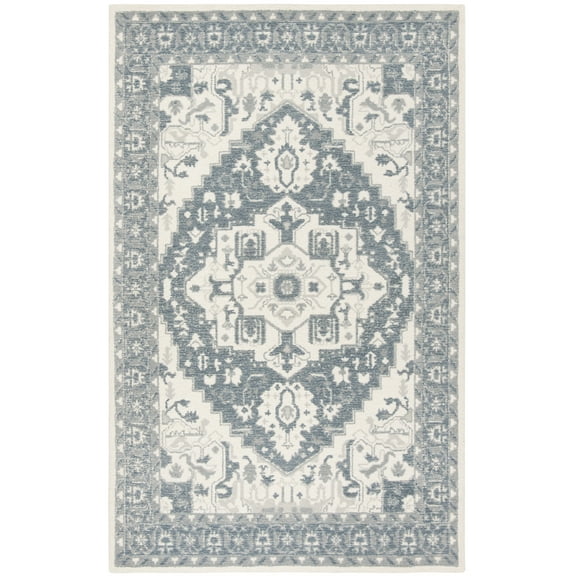 SAFAVIEH Restoration Vintage Aindreas Geometric Area Rug, Ivory/Charcoal, 3' x 5'