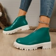 thumbnail image 5 of Bnwani Women Boots Fall Winter Fashion Low-Heel Thick Ankle Versatile Comfortable Casual Solid Retro Boot Green Size 5.5, 5 of 9