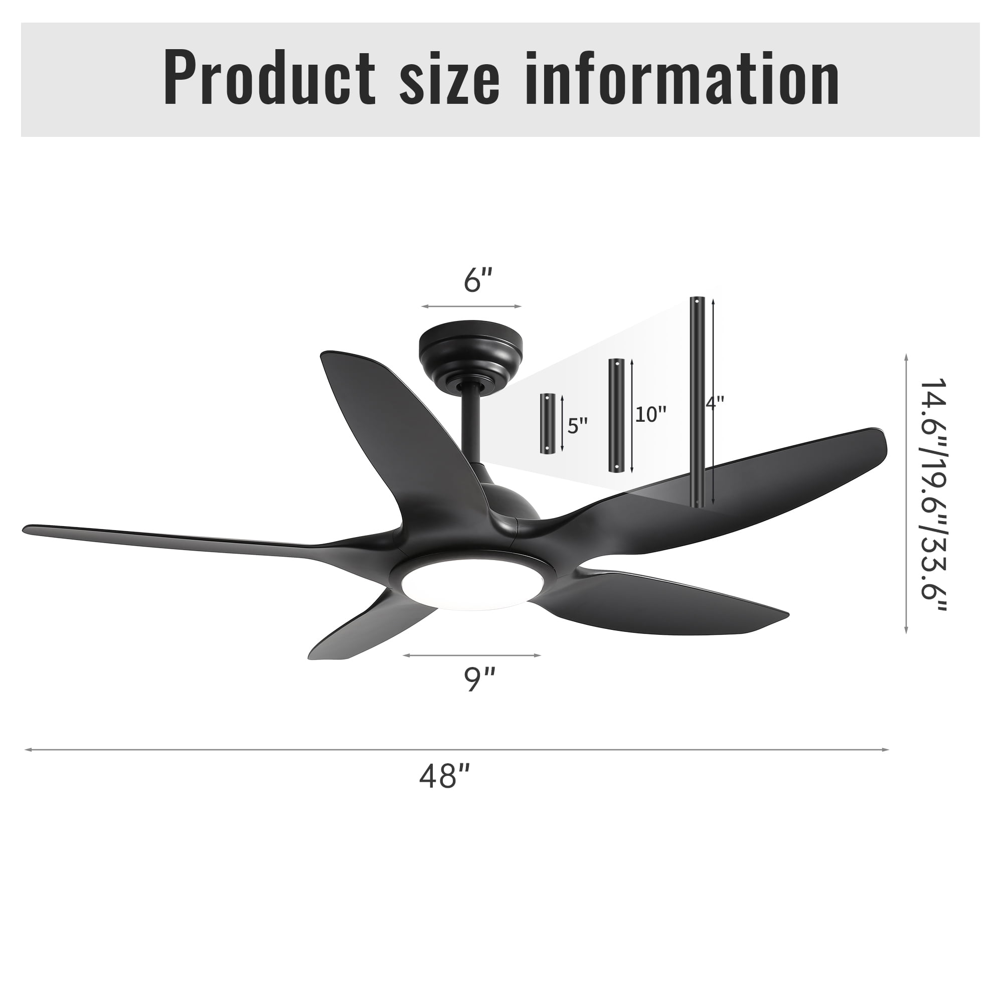 Sofucor 48-Inch Modern Ceiling Fans with LED Lights, Remote, Reversible, 3CCT, Quiet 6 Wind Speed, Dimmable