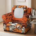 thumbnail image 3 of Chririnla Halloween Skull Pumpkin Print 2 Piece Separate Cushion Cover for Living Room Bedroom Dustproof Stretch Couch Covers Armchair Slipcover Spandex Sofa Couch Cover, 3 of 8