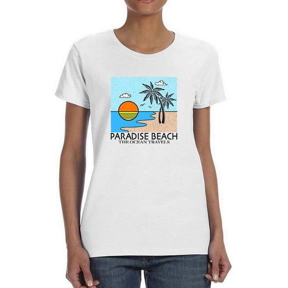 Paradise Beach Ocean Travels Shaped T-Shirt Women -Image by Shutterstock, Female XX-Large