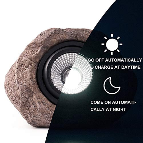 Landscape Rock Light, Solar Powered Garden Lights Outdoor Decorative Waterproof LED Spotlight for Pathway, Walkway, Yard, Patio
