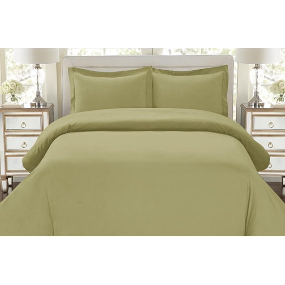The Great American Store 600 Thread Count 100% Cotton Solid 3PC Duvet Set (King/Cal King, Sage) Soft Duvet Cover Matching 2 Pillow Shams Hotel Quality Hypoallergenic Wrinkle and Fade Resistant