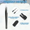 thumbnail image 4 of Uxcell 4.92" Long ESD-18 Anti-static Straight Pointed Tip Tweezers Stainless Steel Round Edge Non-magnetic Precision Tweezers for Various Electronics Precise Repair, 4 of 7