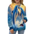 thumbnail image 4 of Dolphins Jumping at Sunset-1 Men's Women Vintage 3D Hooded Sweatshirt - All-Season Loose Fit Streetwear, 4 of 6