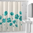 thumbnail image 2 of Teal Floral Shower Curtain, Watercolor Autumn Turquoise Wildflowers Plant Linen Texture Waterproof Shower Curtain Set with 12 Hooks Lightweight Bath Curtains Fabric Bathroom Decor 72x72 Inches, 2 of 9