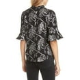 thumbnail image 6 of Rebecca Taylor BLACK/SILVER Metallic Paisley Short Sleeve Lurex Clip Top, US 6, 6 of 11