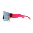 thumbnail image 3 of Mens Oversized Wrap Sport Color Mirror Shield Futuristic Sunglasses Pink - Pink Mirror, 3 of 4