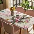 thumbnail image 3 of Easter Bunny Table Cloths for 6 Foot Rectangle Tables, Cute Rabbits Spring Daisy Flowers Retro Beige Patio Waterproof Elastic Fitted Tablecloths, Washable Rectangular Table Cover for Camping, 3 of 8