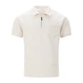 thumbnail image 6 of Mens Short Sleeve Polo Shirt Chest Pocket Zip Placket T Shirt Summer Breathable Knit Top Khaki XXXL, 6 of 6