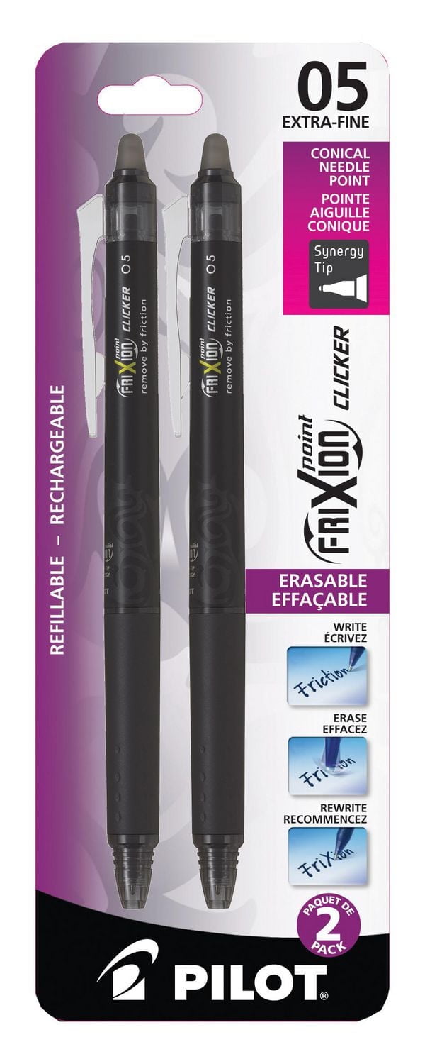 FriXion Point Clicker Stylos rétractables à encre gel effaçable - Noirs