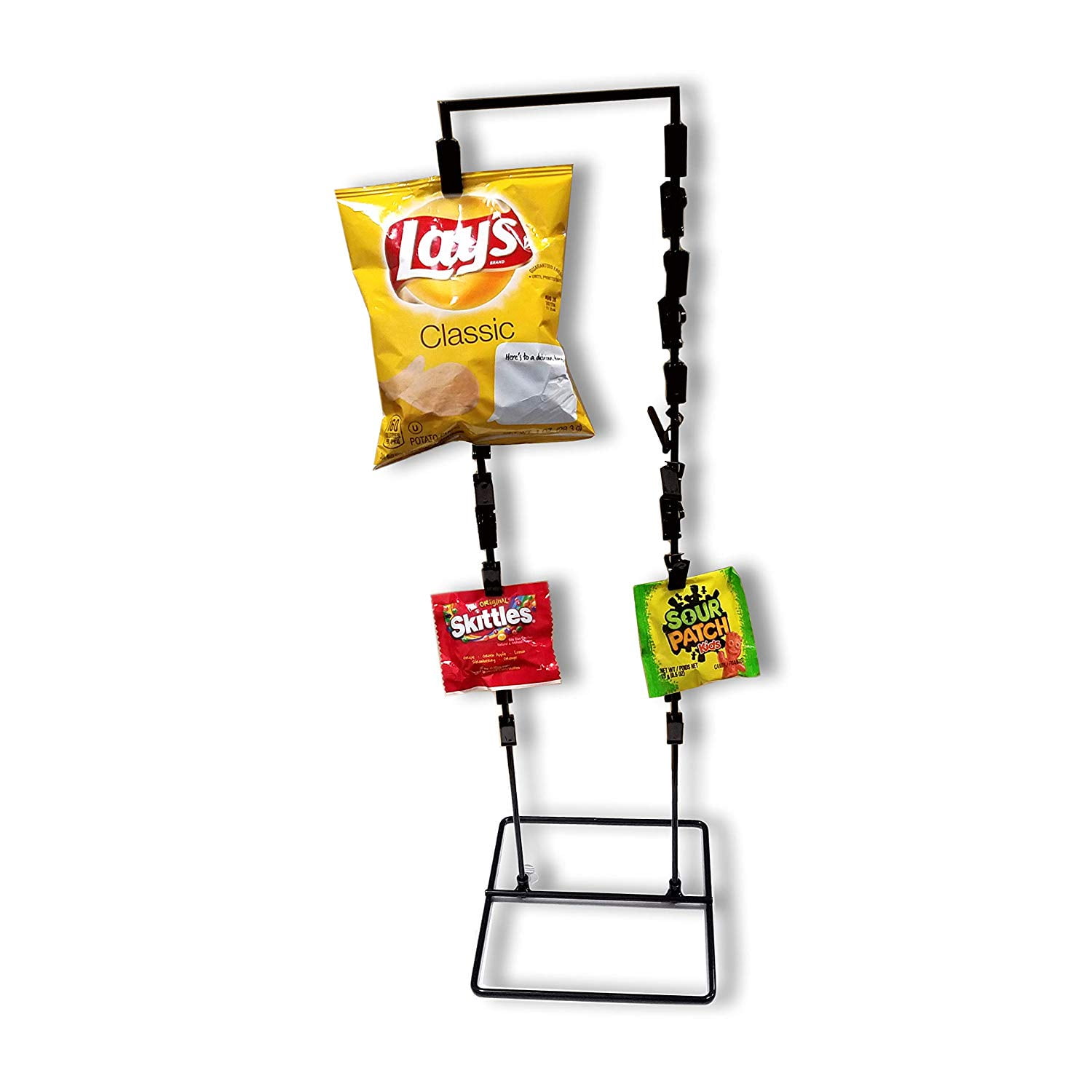 Hanging Chip and Snack Display Rack Choice of Color 2 Strip 26 Clips 