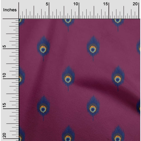 oneOone Organic Cotton Poplin Twill Fabric Peacock Feather Ikat Fabric Prints By Yard 42 Inch Wide