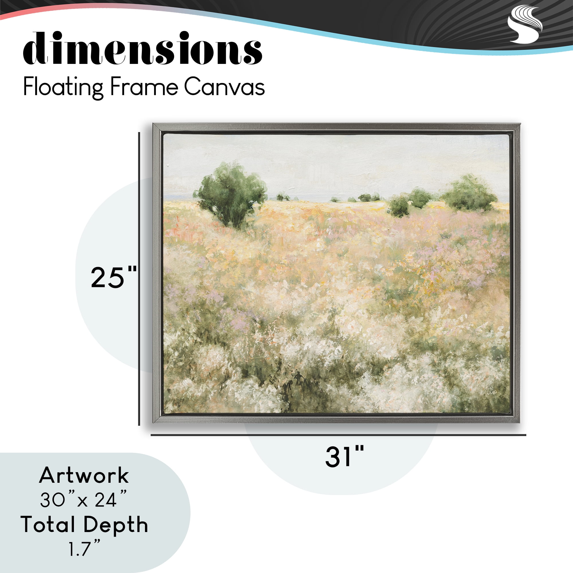 Stupell Industries Pastoral Freedom Field Gray Framed Floater Canvas Wall Art, design by Julia Purinton