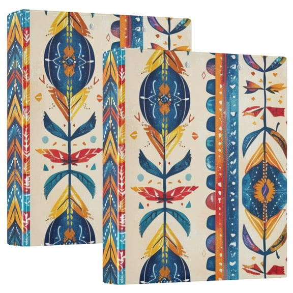 Retro Lines 3 Ring Binders 1.5 inch Hardcover File Folders with Interior Pockets A4 Size Organizer for School Office Hospital