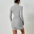 thumbnail image 4 of Women's Turtleneck Ribbed Knit Sweater Bodycon Dress Casual Solid Long Sleeve Dresses Simple Slim Fit Short Dress, 4 of 7