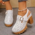 thumbnail image 2 of Dakaela Womens Chunky Heels Mules Closed Toe Slingback Platform Clogs Sandals Comfortable Casual Pumps Slides Shoes with Strap White 9.5, 2 of 9