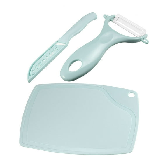 Uxcell Ceramic Cutter Peeler Set Including Cutter Peeler Cutting Board Blue