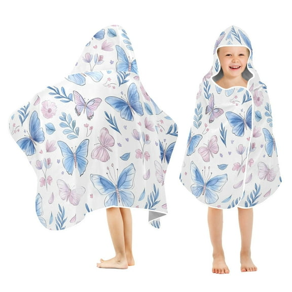 joogoo Butterfly Floral Kids Hooded Beach Towel Baby Bath Towel 23.5"x50"