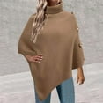 thumbnail image 2 of Lovskoo Sweaters for Women Fall Trendy Turtleneck Button Irregular Long Sleeve Casual Pullover Blouse Sweater Khaki, 2 of 5