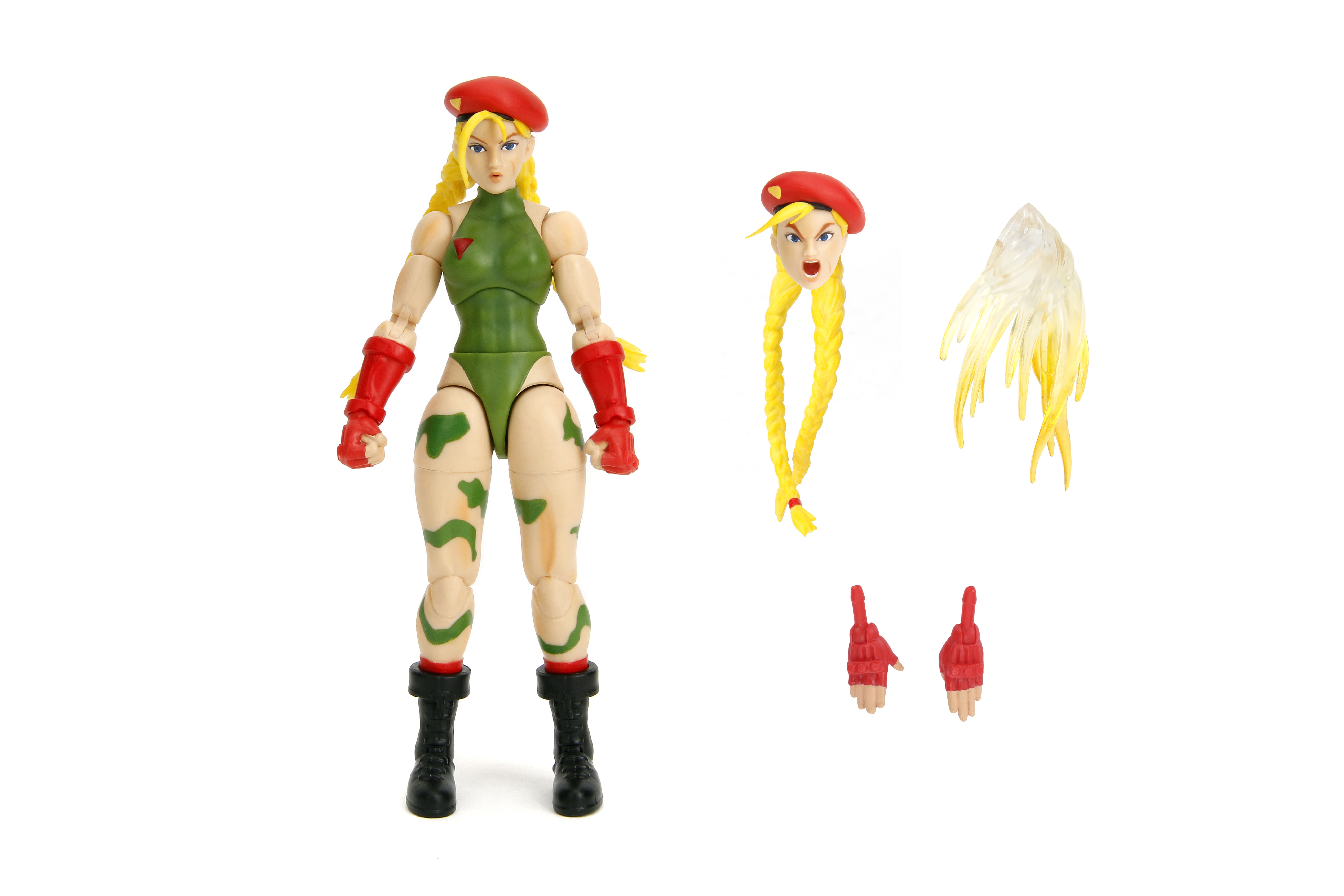 Jada Toys Street Fighter II Cammy Action Figure - 1:12 Scale Collectible, Includes Interchangeable Heads, Hands, and Accessories , Ages 13+