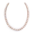 thumbnail image 1 of 14K Gold 8-9mm AAAA Quality Pink Freshwater Cultured Pearl Necklace for Women in 17 Princess Length, 1 of 7