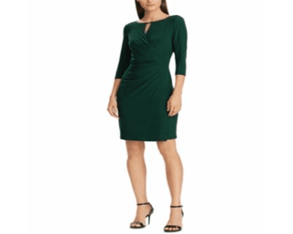 Ralph Lauren Women's Keyhole Stretch Jersey Dress Green Size 18
