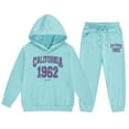 thumbnail image 3 of LRen Girls Fall Outfits Size 12 Cartoon Print Crewneck Long Sleeve Pullover Tops and Jogger Pants Sport Fall Winter Outfits Girls' Clothing Sets,Light Blue,1-2 Years, 3 of 5