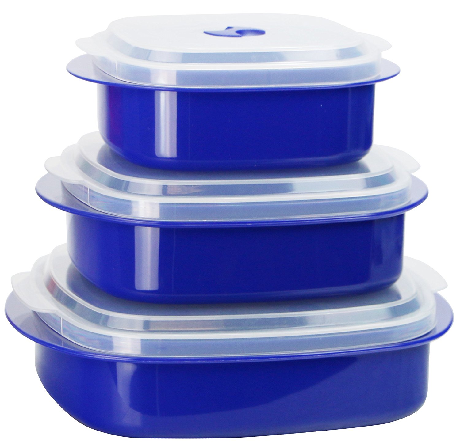 Calypso Basics by 6Piece Microwave Cookware, Steamer and Storage Set, Indigo Blue, Lightweight