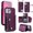 Deep Purple, variant on ELISORLI Luxury Wallet Case for T-Mobile Revvl 7 5G with Tempered Glass Card Slots Flip Purse & Shoulder Strap, Card Holder Stand Phone Cover for Tmobile Revvl7 T Mobile Revel Tmo Revell Rebel Black