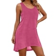 thumbnail image 3 of BRGZLK Women's Sleeveless Racerback Swing Dress Summer Casual Solid Color T Shirt Dresses Beach Cover Ups Basic Solid Plain Tank Dress, 3 of 7